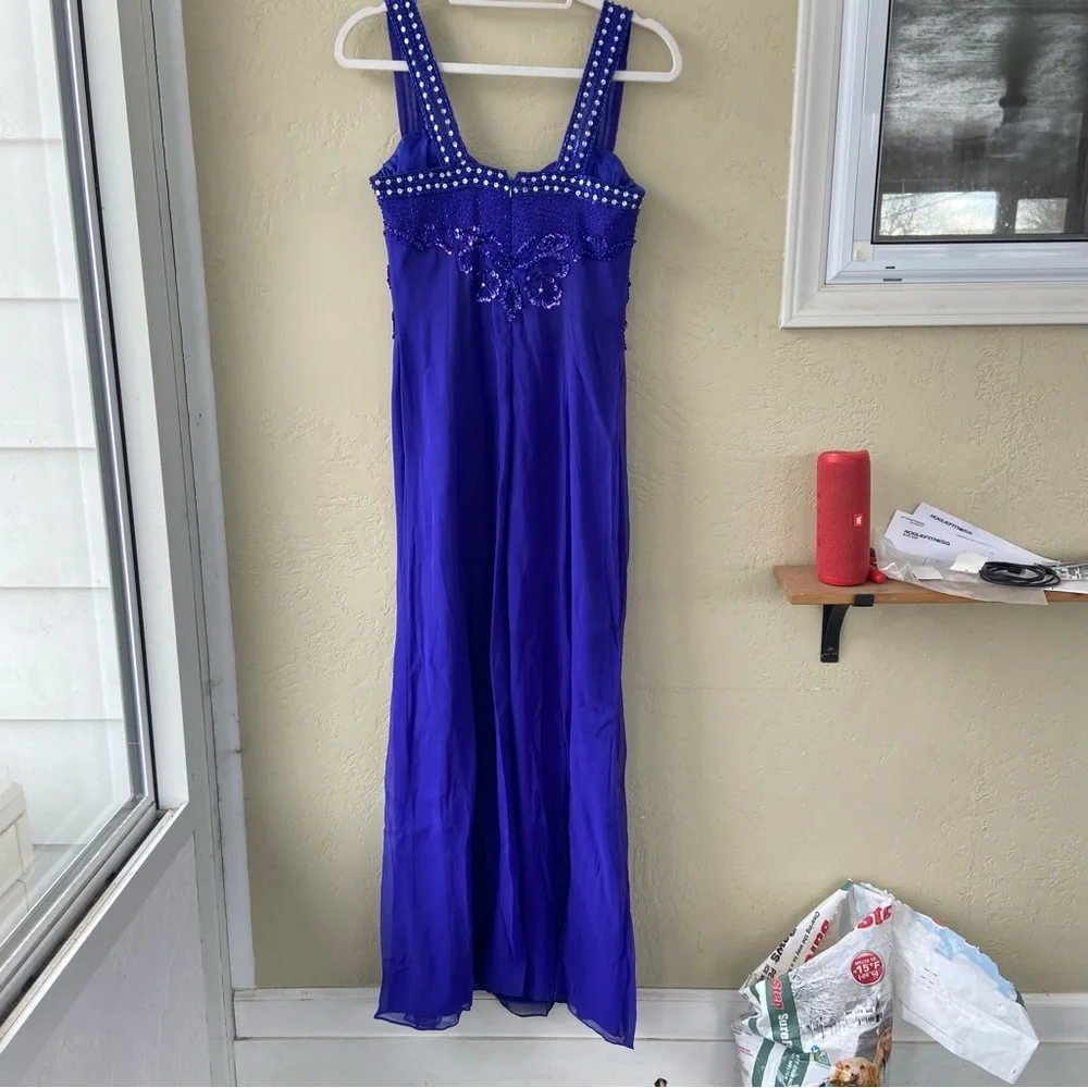 Stunning Alyce Designs formal gown - sapphire blue w/ silver and blue beading - Picture 3 of 13